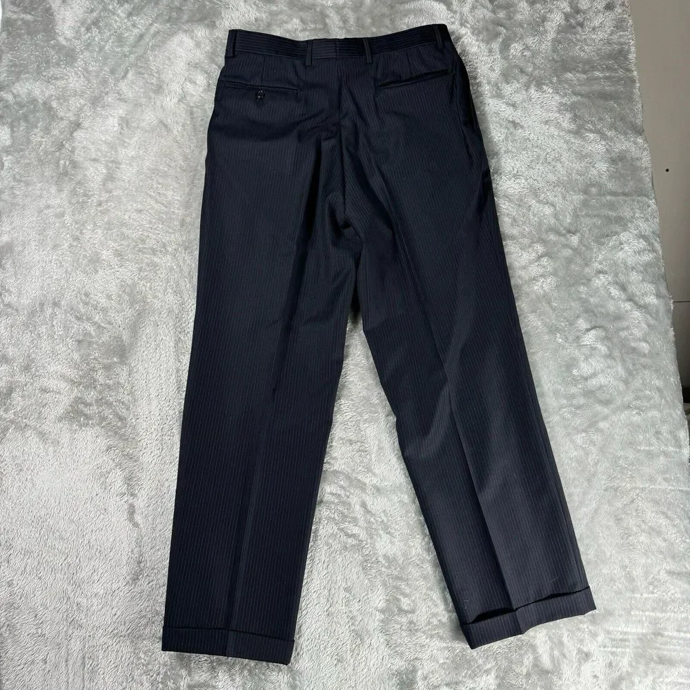 Jos. A. Bank Wool‎ Suit 42L Navy Stripe (Pants Jacket) Office Interview Wedding